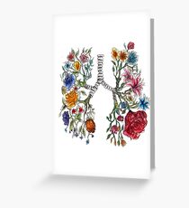 Lung Anatomy and Flowers Art Greeting Card