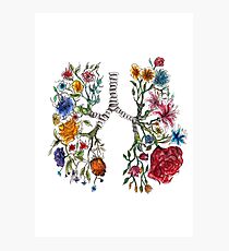 Lung Anatomy and Flowers Art Photographic Print