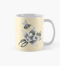 honey bees on wild aquilegia flowers Mug