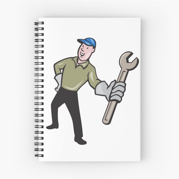 Item preview, Mechanic Presenting Wrench Cartoon designed and sold by patrimonio.