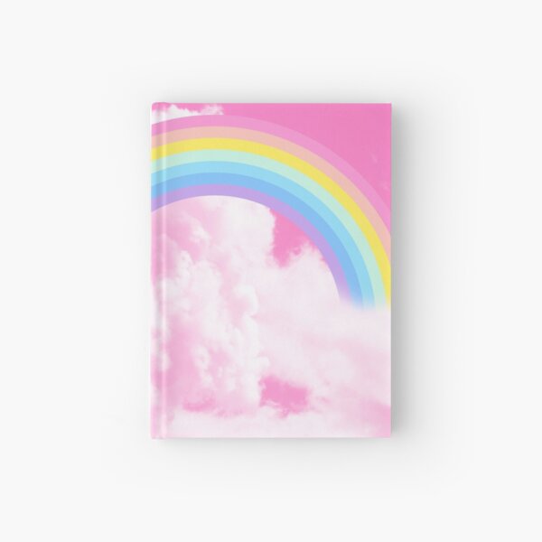 Cotton candy pink sky with rainbow Hardcover Journal