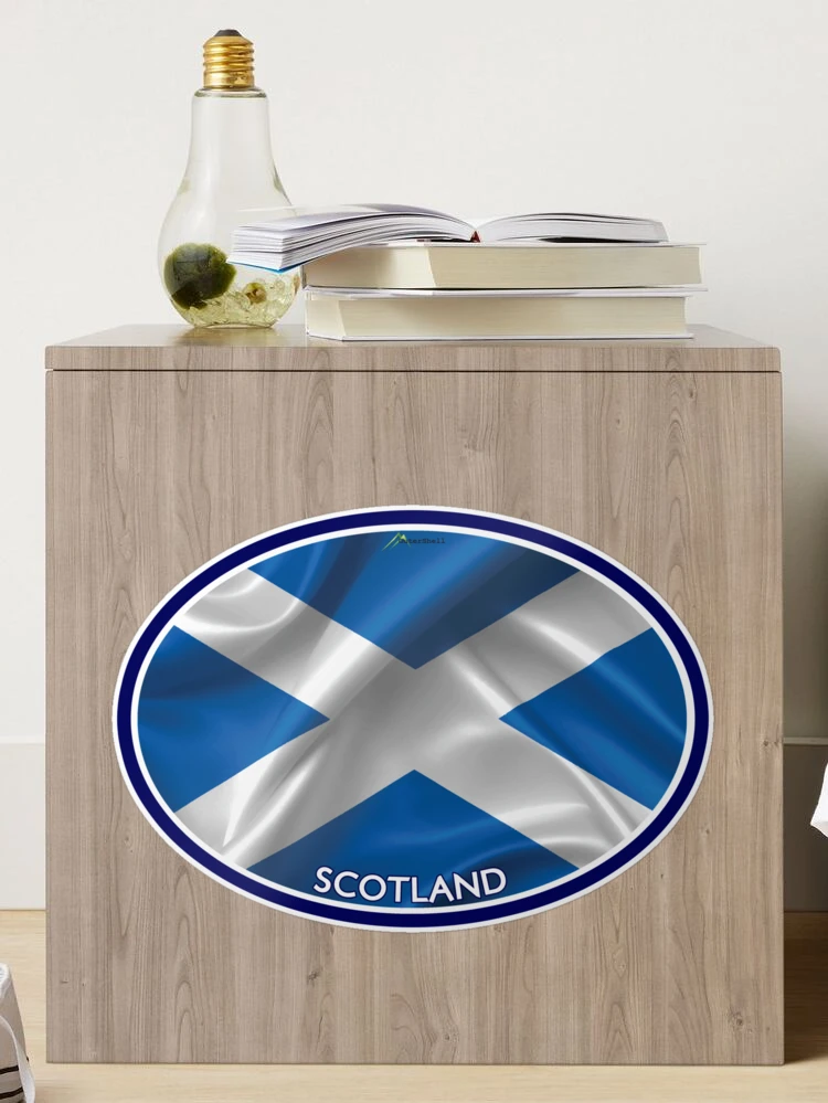 OVAL RIPPED OPEN TORN METAL Effect Design With Scotland Scottish Saltire Flag Vinyl Car Sticker