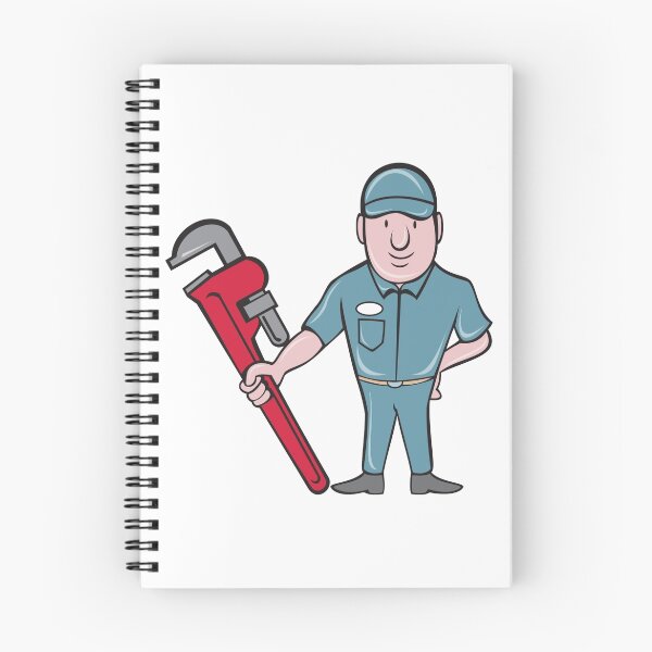 Item preview, Plumber Standing Attention Wrench Cartoon designed and sold by patrimonio.