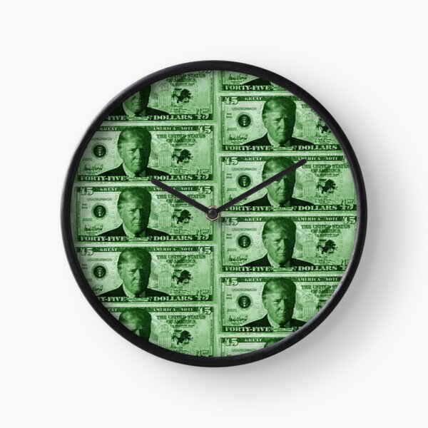 Black Light Trump Dollar Cream Clock