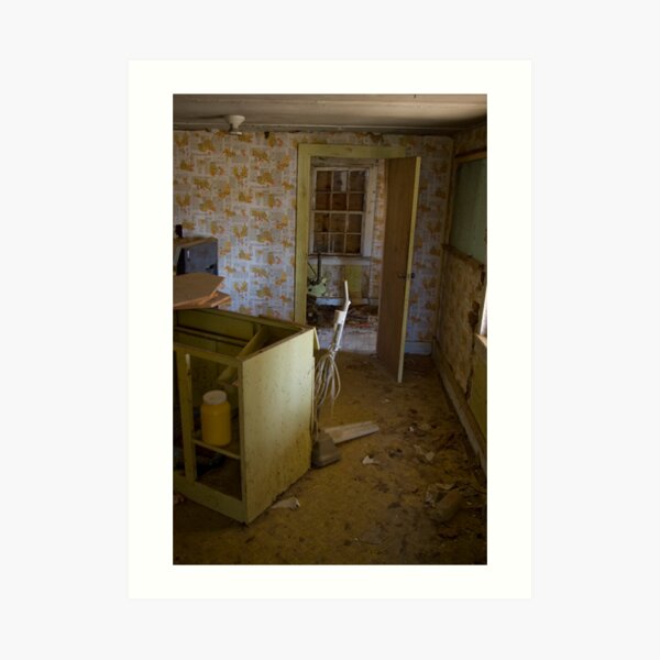Tacky wall paper and old appliances Art Print