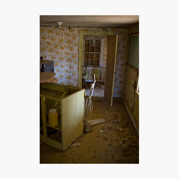 Tacky wall paper and old appliances Photographic Print