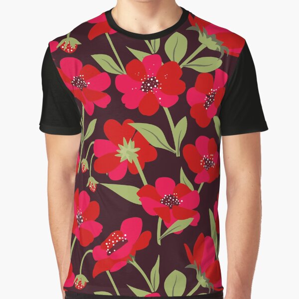 Chocolate Cosmo Floral Pattern / Rare unique floral Graphic T-Shirt