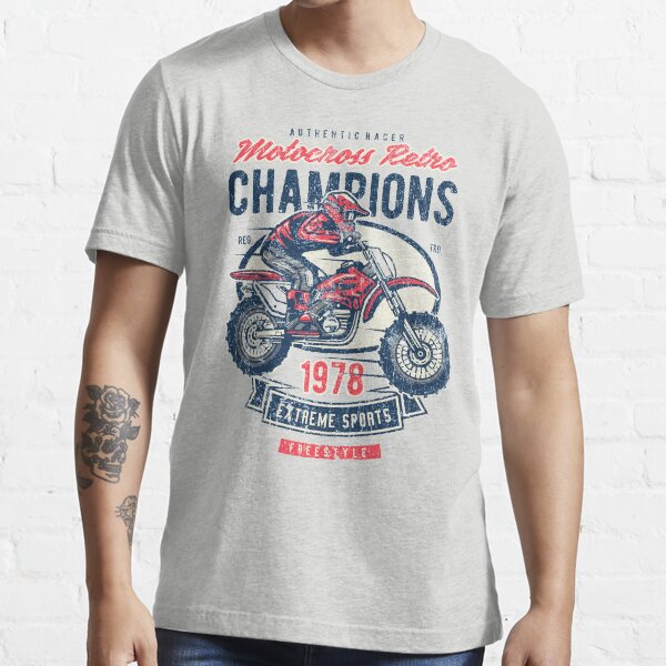 "Motocross Retro Champions Vintage Motorbike Image Tshirt" Tshirt for