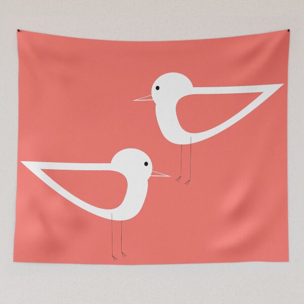 Item preview, Shorebird Pair in Coral and White designed and sold by kierkegaard.