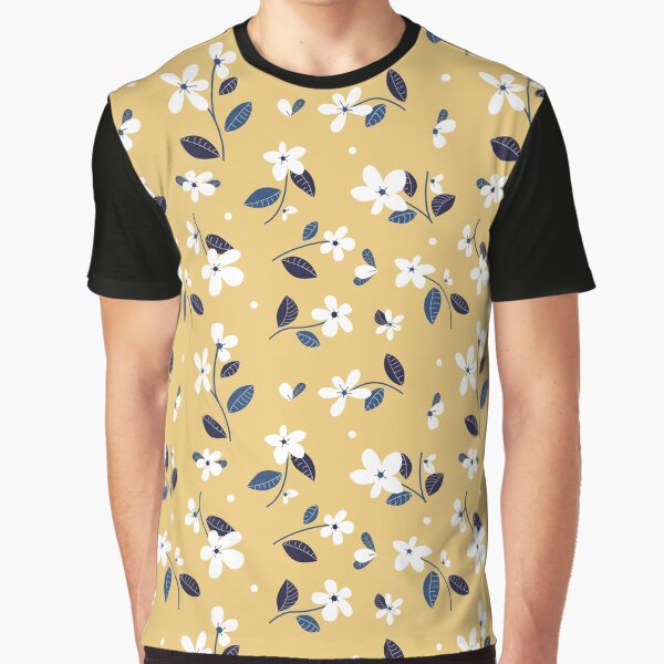 Little white flowers with a mustard background Graphic T-Shirt