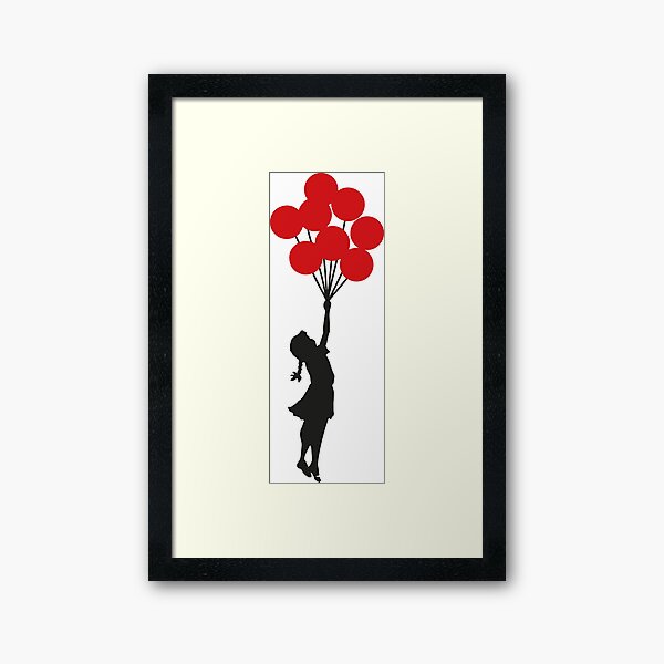 Banksy Girl With Red Balloons At Israeli-Palestine Wall, Palestinial Artwork, Prints, Posters, Bags, Men, Women, Kids Framed Art Print