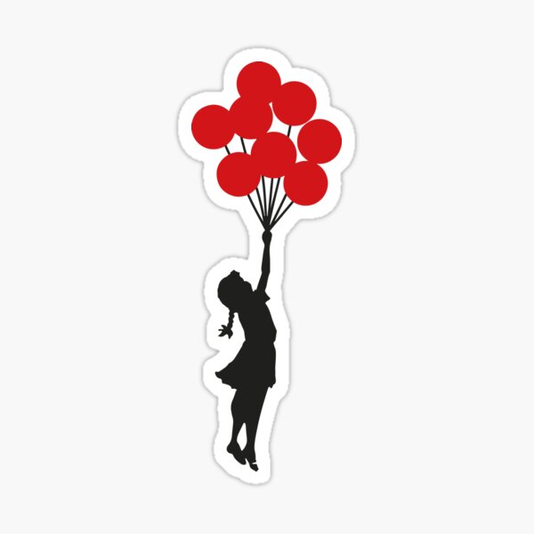 Banksy Girl With Red Balloons At Israeli-Palestine Wall, Palestinial Artwork, Prints, Posters, Bags, Men, Women, Kids Sticker