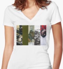 Kendrick Lamar Tailliertes T-Shirt mit V-Ausschnitt