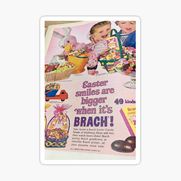 1970 Vintage ad for Brach's Candy`retro Basket Bunny Chocolate (062319) 
