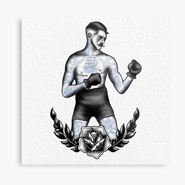 Traditional Boxer Tattoo Metal Prints for Sale  Redbubble