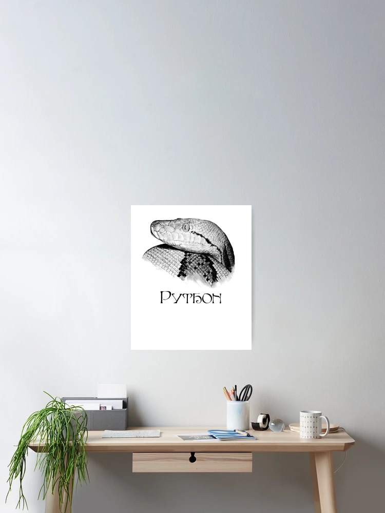 Thumbnail 2 of 3, Poster, Python - Snake - Python Shirt - Python Shirt - Python Painting - Python Drawing - Snake Gift - Snake Lovers - Python Gift designed and sold by Galvanized.