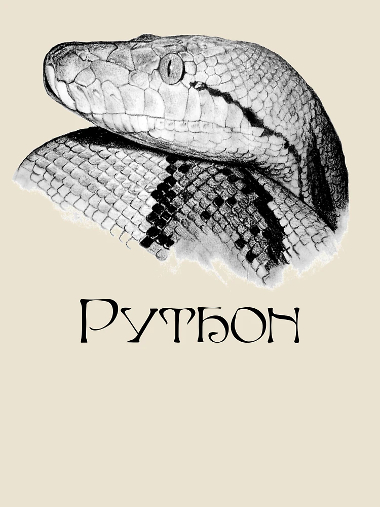 Thumbnail 4 of 4, Relaxed T-Shirt, Python - Snake - Python Shirt - Python Shirt - Python Painting - Python Drawing - Snake Gift - Snake Lovers - Python Gift designed and sold by Galvanized.