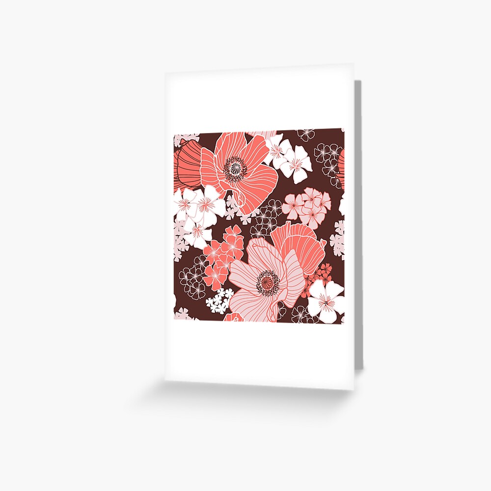 Coral Poppies Greeting Card