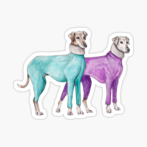 Funny Greyhound Dogs Watercolor Winter Sweater Weather Illustration Sticker