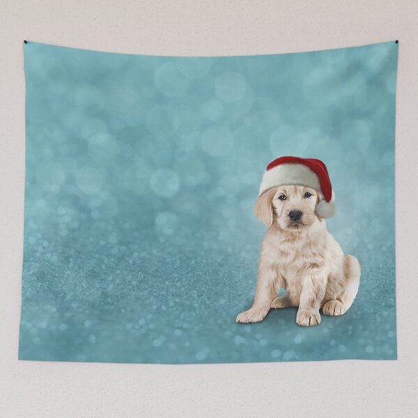 Item preview, Drawing puppy Golden Retriever in red hat of Santa Claus designed and sold by bonidog.