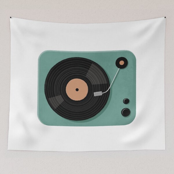 Item preview, Vintage vinyl record player illustration for music lovers, retro design with pastel colors, digital drawing. designed and sold by Dazzline Designs.