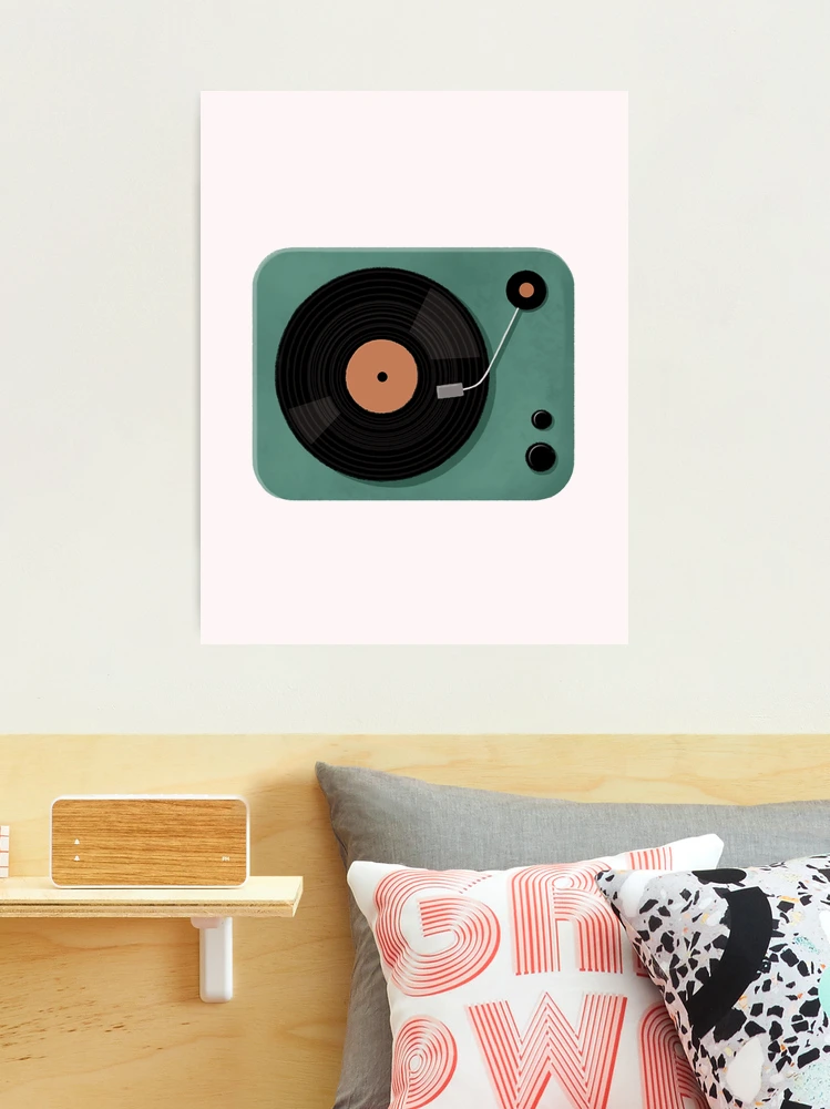 Vintage vinyl record player illustration for music lovers, retro