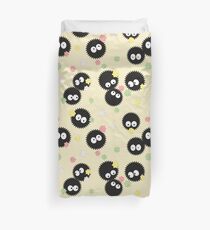 Ghibli Inspired Soot Sprites with Candy Pattern Duvet Cover