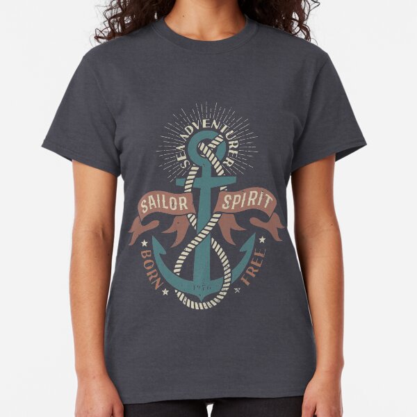 Marine logo, with anchor and heraldic ribbons Classic T-Shirt