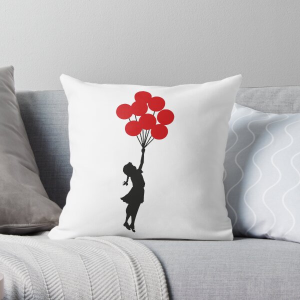 Banksy Girl with Red Balloons At Israel-Palestine Wall, Palestineial Artwork, Prints, Posters, Bags, Men, Women, Kids Coussin