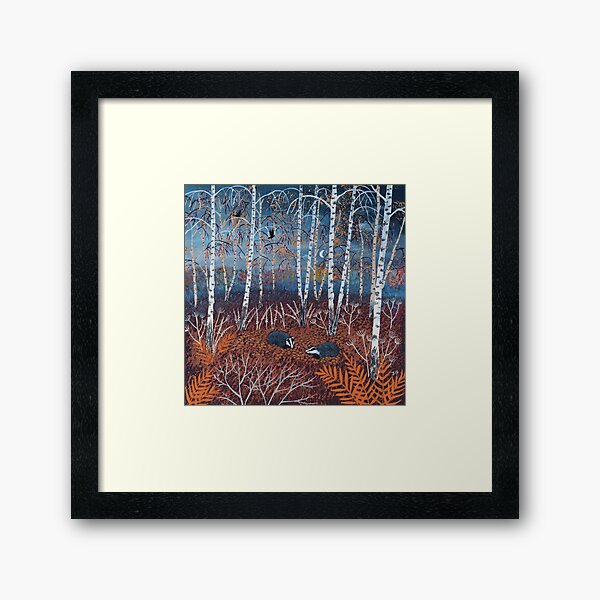 Vista previa del artículo con la obra «Los tejones de madera de otoño», diseñado y vendido por Jo Grundy.