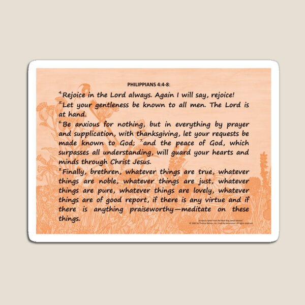 Bible Verses Card - Philippians 4:4-8 Magnet