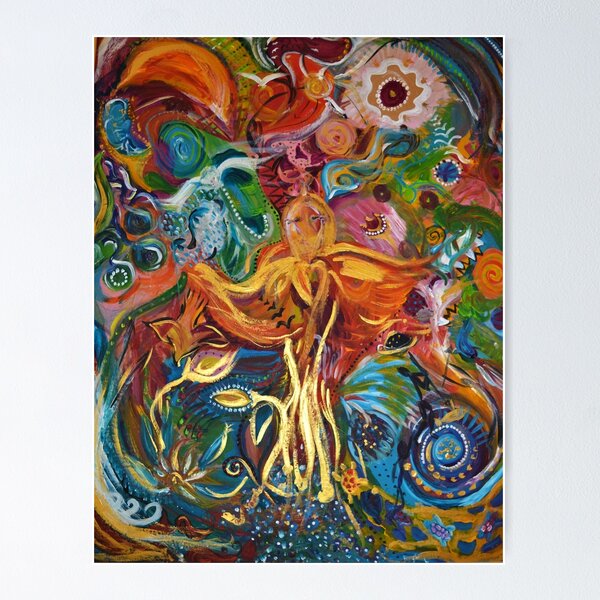 Item preview, Golden phoenix bird in colorful background designed and sold by ajobi.
