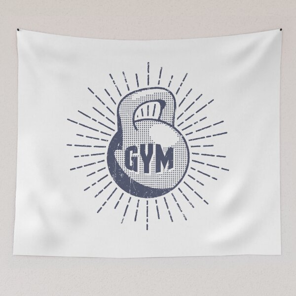 Item preview, Vintage gym print - weight in the style of pop art with a sunburst designed and sold by Agor2012.