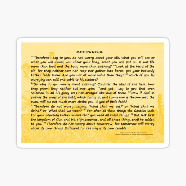 Bible Verses Card - Matthew 6:25-34 Sticker