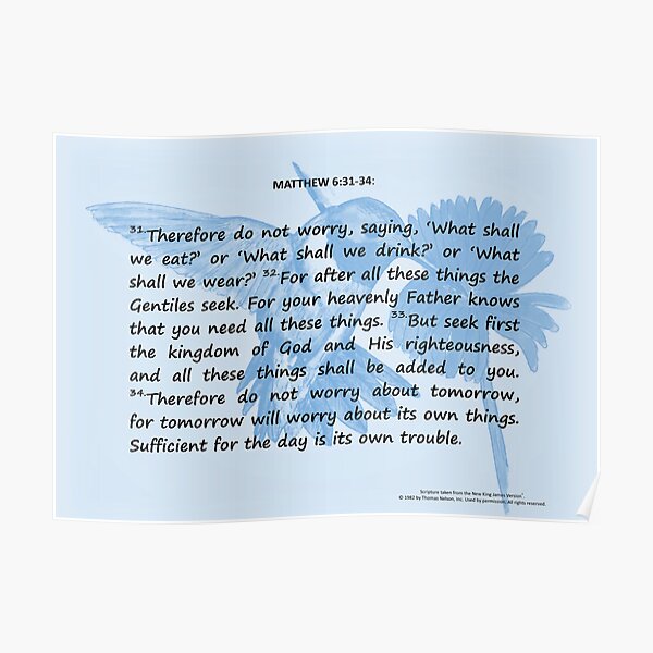 Bible Verses Card - Matthew 6:31-34 Poster