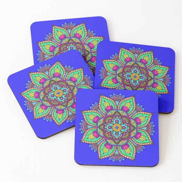 Item preview, Mandala 3 - Geometric Pattern with Black Outline - on Blue by Amanda M Lucas designed and sold by Amanda Lucas.