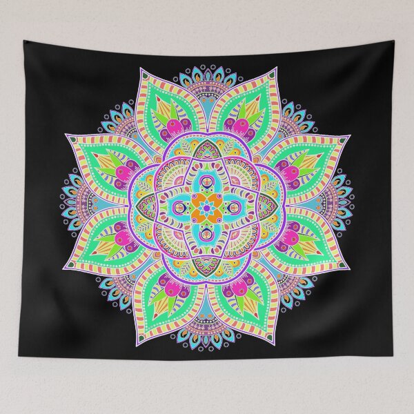 Item preview, Mandala 4 - Geometric Pattern with White Outline - on Black by Amanda M Lucas designed and sold by Amanda Lucas.