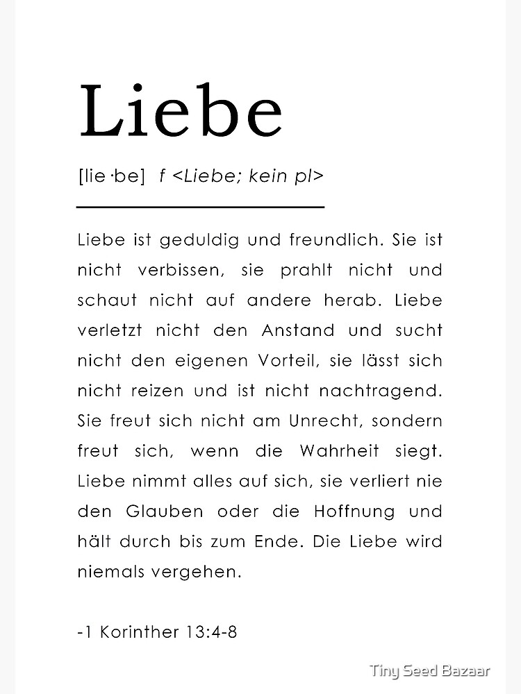 1 Korinther 13 4 8 Liebe Bibelverse Deutsch German Bible Verse Postcard By Tinyseed Redbubble