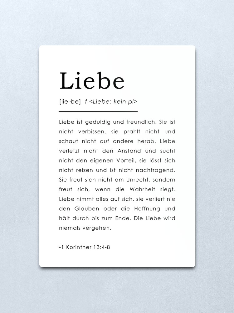 1 Korinther 13 4 8 Liebe Bibelverse Deutsch German Bible Verse Metal Print By Tinyseed Redbubble