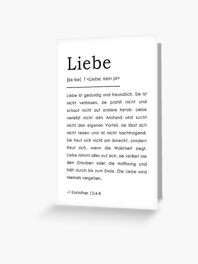 1 Korinther 13 4 8 Liebe Bibelverse Deutsch German Bible Verse Greeting Card By Tinyseed Redbubble