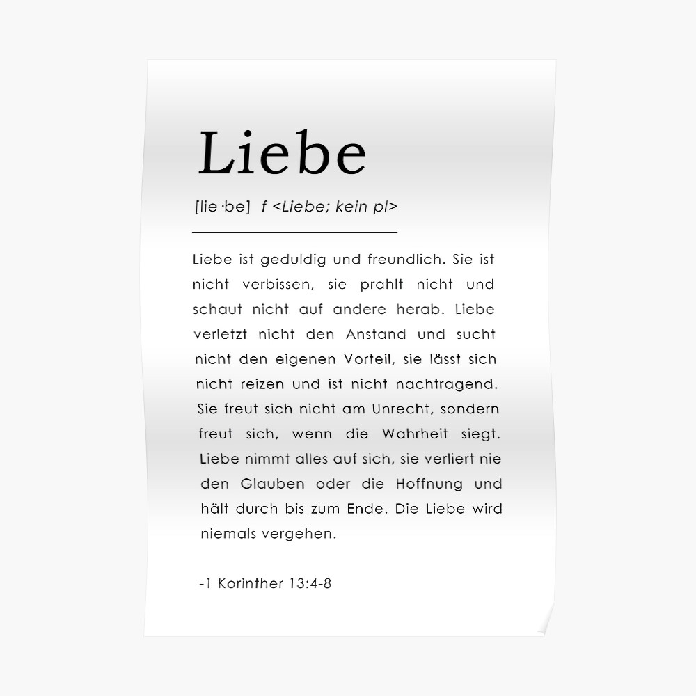 1 Korinther 13 4 8 Liebe Bibelverse Deutsch German Bible Verse Greeting Card By Tinyseed Redbubble