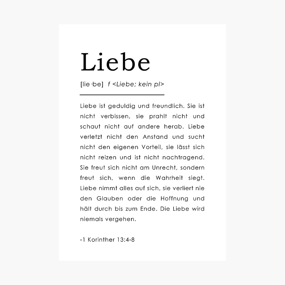 1 Korinther 13 4 8 Liebe Bibelverse Deutsch German Bible Verse Poster By Tinyseed Redbubble