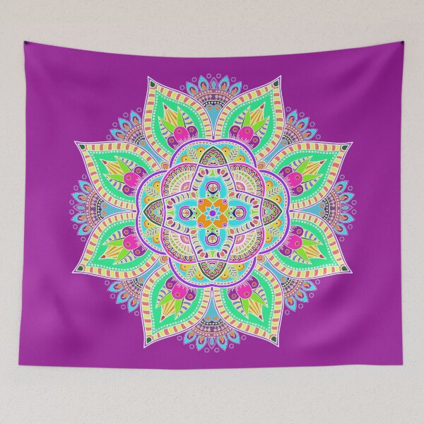 Item preview, Mandala 4 - Geometric Pattern with White Outline - on Dark Magenta by Amanda M Lucas designed and sold by Amanda Lucas.
