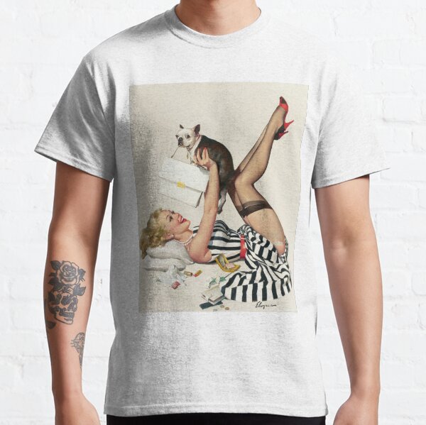 Vintage Naughty Puppy Love Gil Elvgren Pin Up Girl Classic T-Shirt