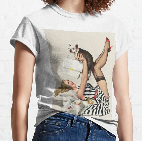 Gil Elvgren - Pin Up Girl - Vintage Naughty Puppy T-shirt classique