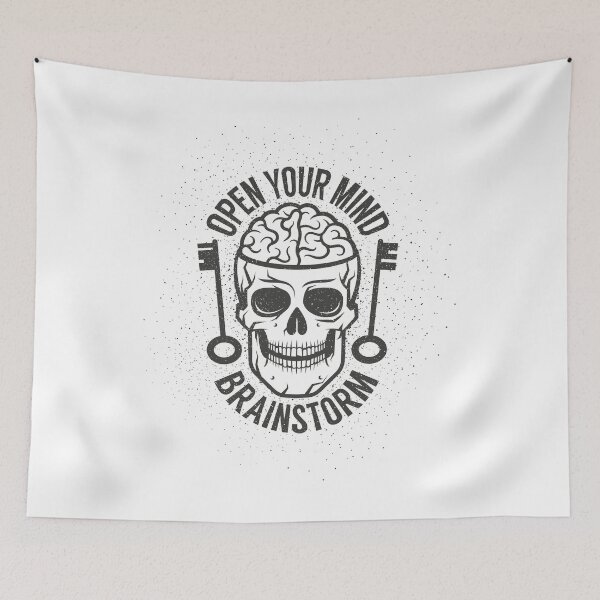 Item preview, Retro print with a human brain in the skull and old keys designed and sold by Agor2012.