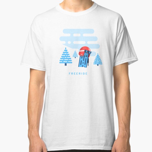 Racing helmet with ski goggles on snowboard sticking out of the snow Classic T-Shirt
