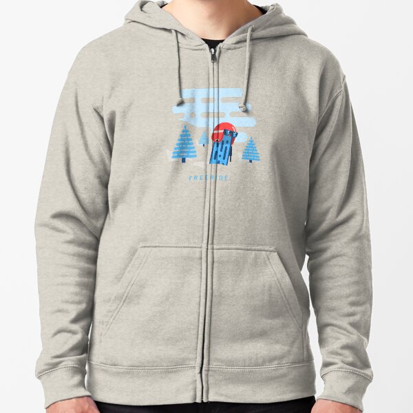 Racing helmet with ski goggles on snowboard sticking out of the snow Zipped Hoodie