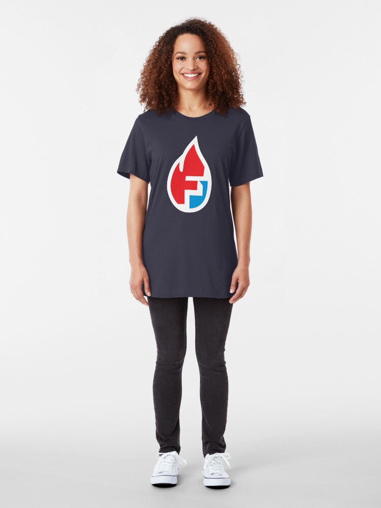 Alternate view of Fire Flame Superhero Letter F Slim Fit T-Shirt