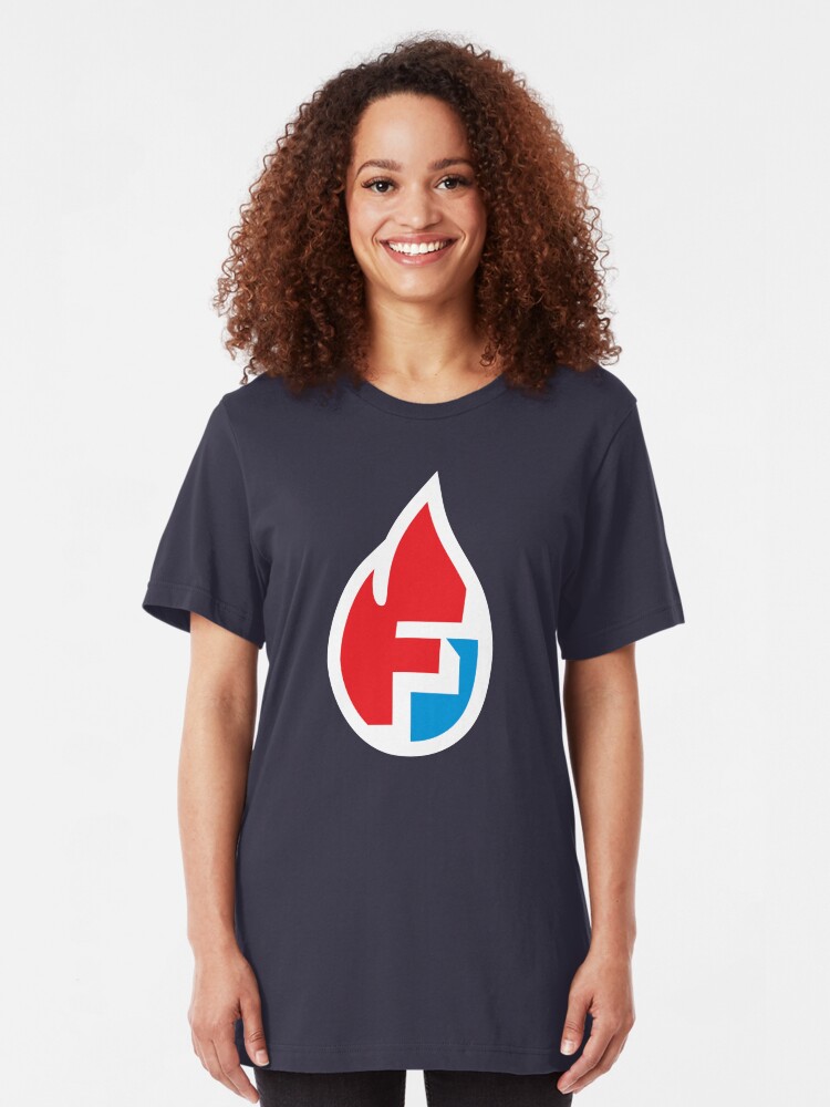 Alternate view of Fire Flame Superhero Letter F Slim Fit T-Shirt